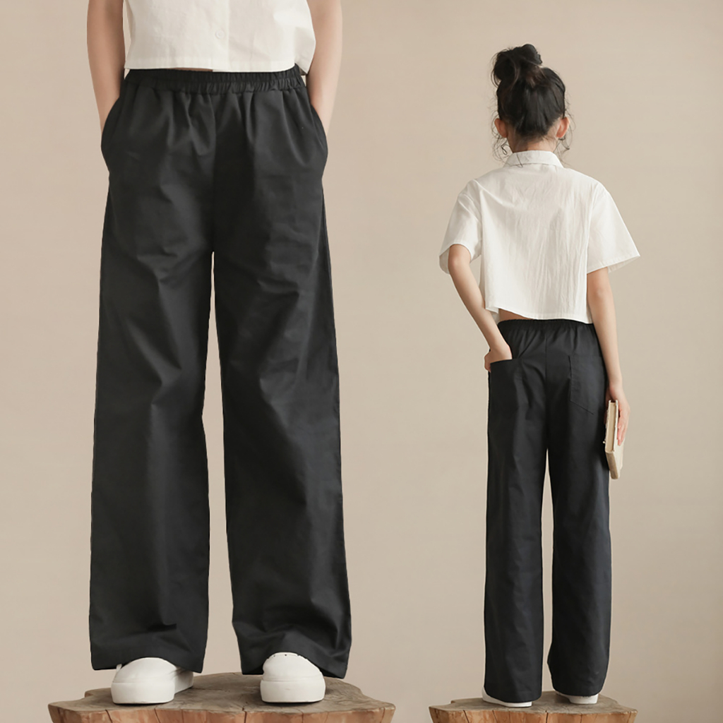 Set Đồ Thời Trang Bé Gái TiTiKids Áo Sơ Mi Trắng Quần Đen Phong Cách Nhật Bản S257