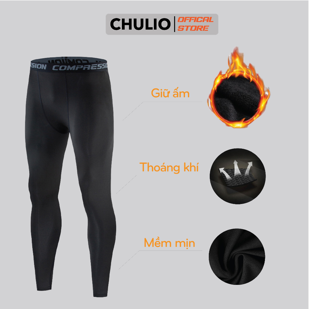 Quần Legging nam nữ Chulio, quần thể dục tập gym nam đá bóng mùa đông