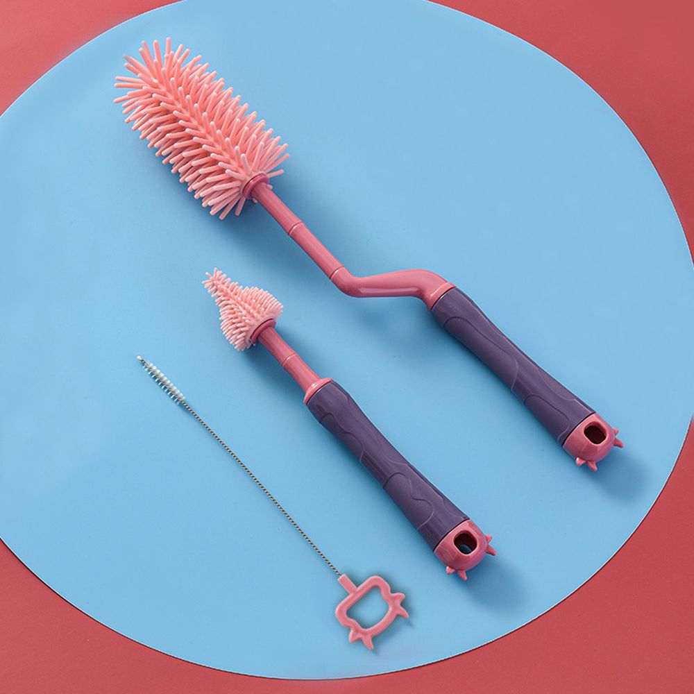 Cọ bình sữa Silicon có tay cầm xoay 360 độ dùng cho mọi loại bình, núm ti