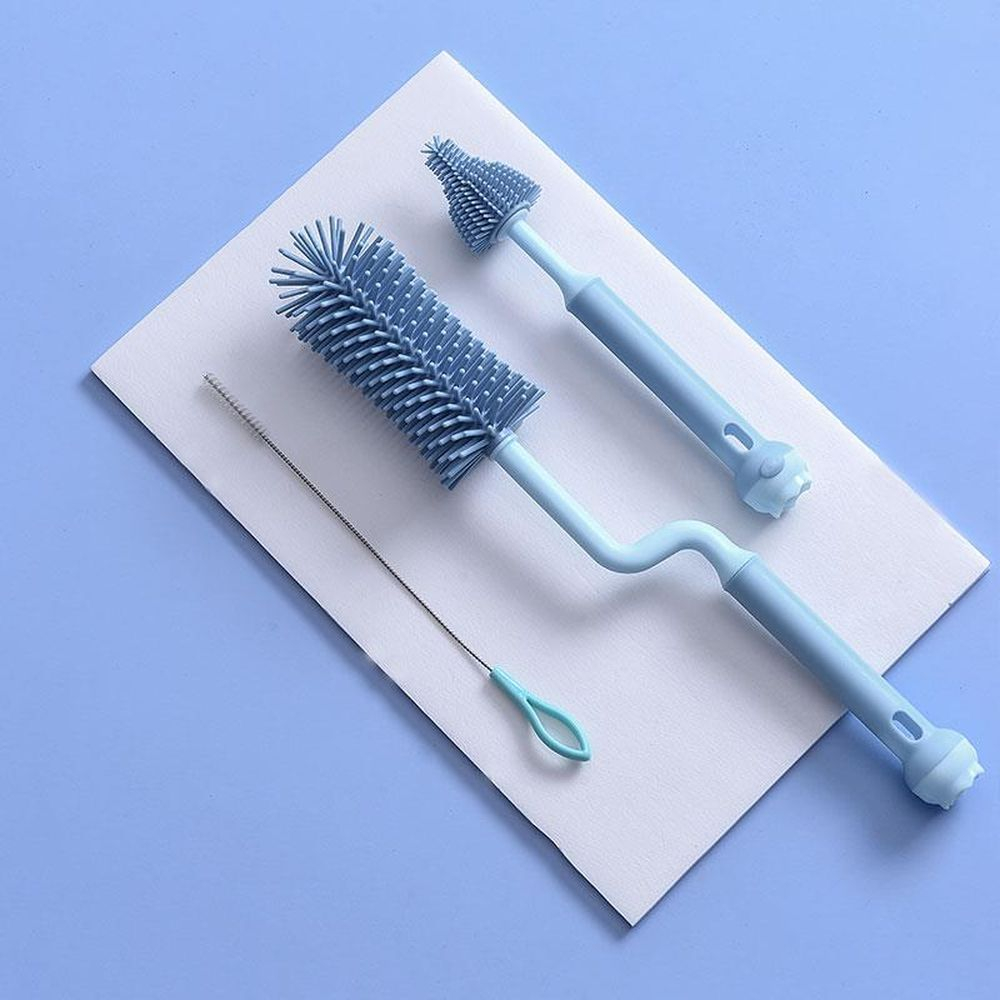 Cọ bình sữa Silicon có tay cầm xoay 360 độ dùng cho mọi loại bình, núm ti