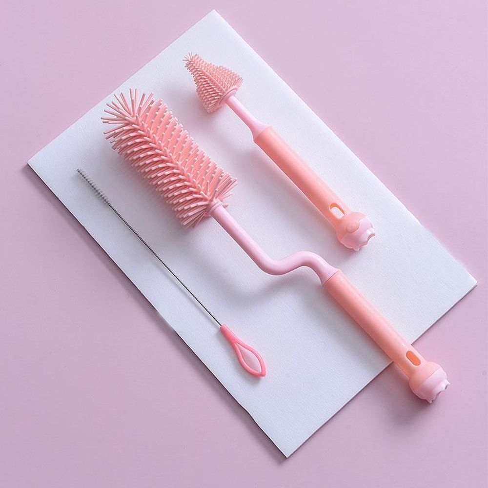 Cọ bình sữa Silicon có tay cầm xoay 360 độ dùng cho mọi loại bình, núm ti