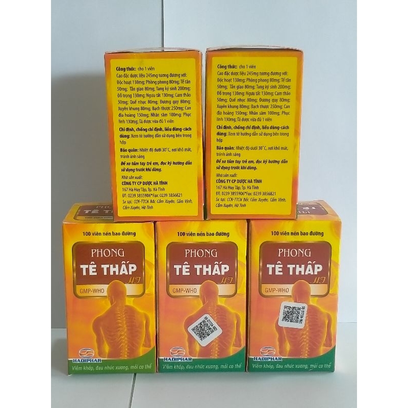 PHONG TÊ THẤP HADIPHAR Chai 100 viên nén bao đường