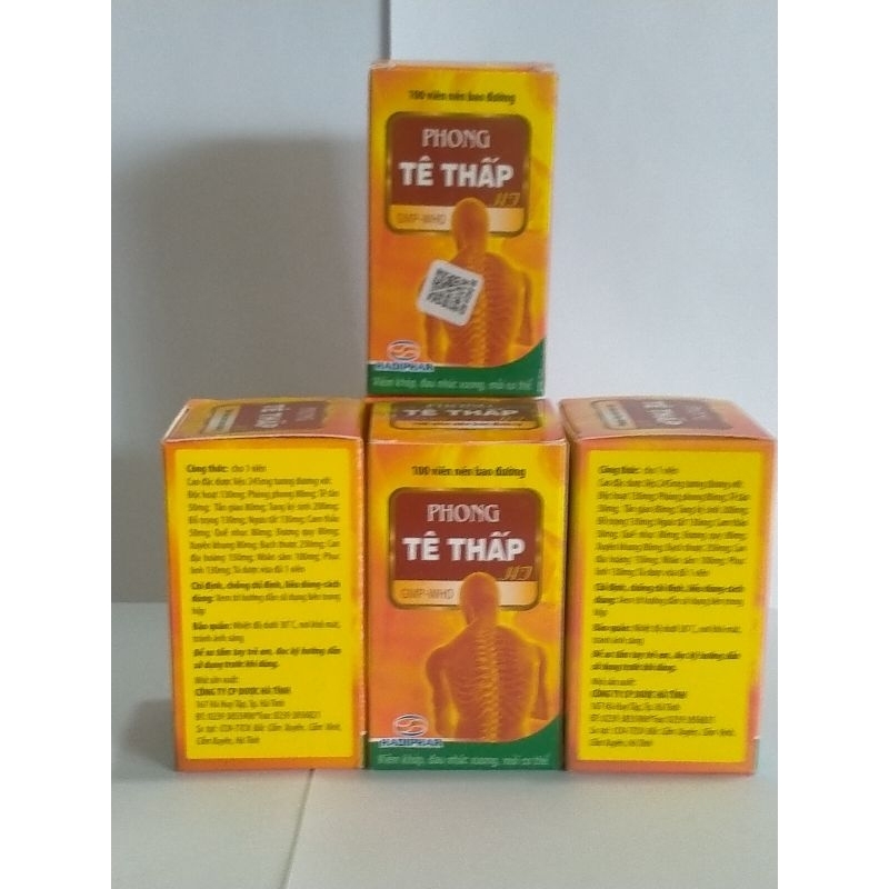 PHONG TÊ THẤP HADIPHAR Chai 100 viên nén bao đường