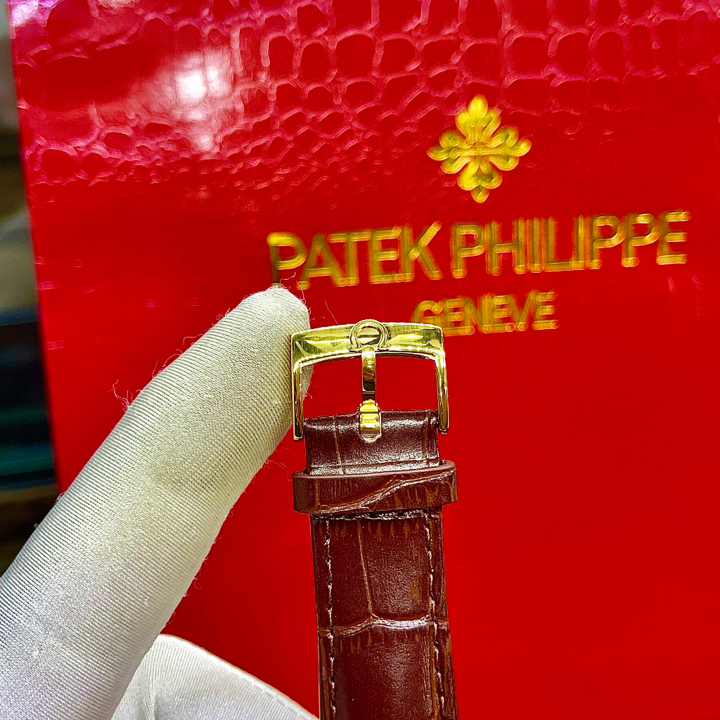 Đồng hồ Nam Omg vàng gold mặt xanh lịch ngày máy nhật dòng cơ Automatic -40mm dây da nâu