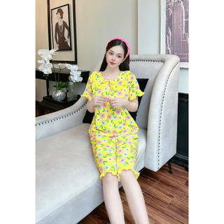 Set đồ bộ bông tiểu thư, lửng caro vải lụa siêu mềm mát không nhăn dễ thương thời trang
