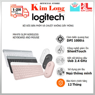 Bàn phím chuột Logitech MK470 Yên lặng Kết nối không dây Usb, pin lâu, thiết kế mảnh gọn
