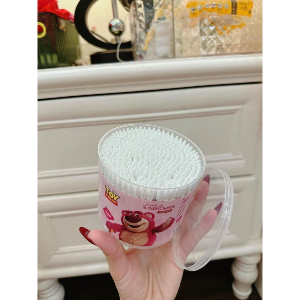 Hộp 300 bông tăm ngoáy tai gấu dâu