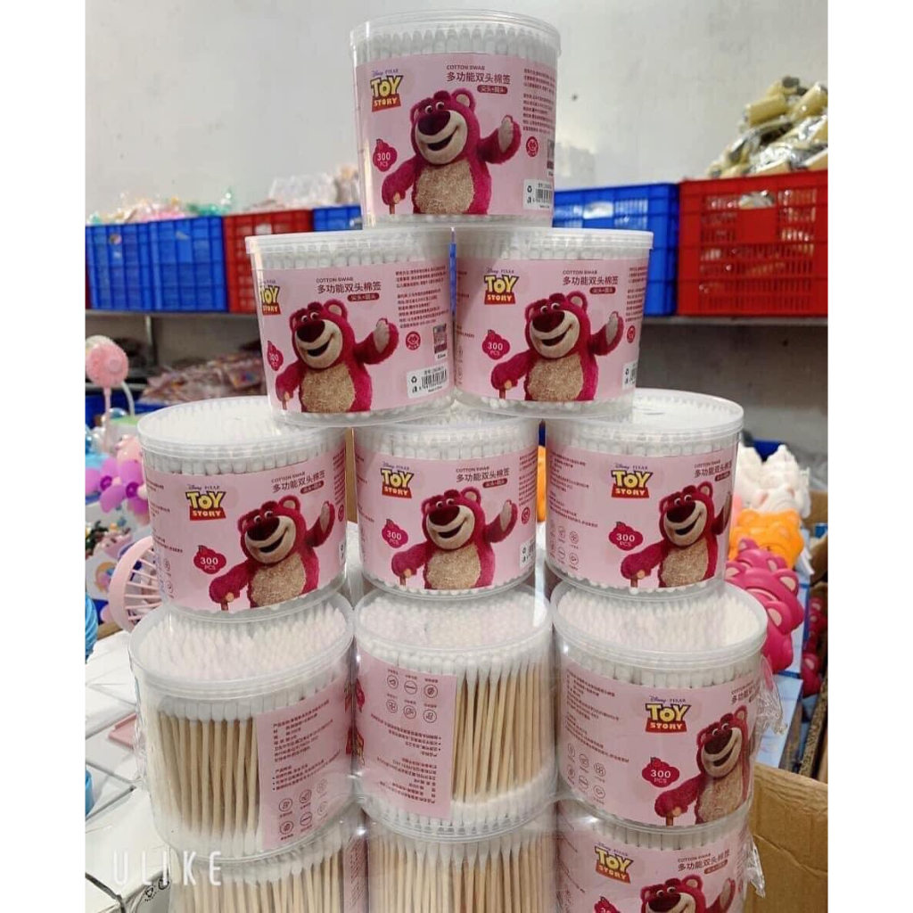 Hộp 300 bông tăm ngoáy tai gấu dâu