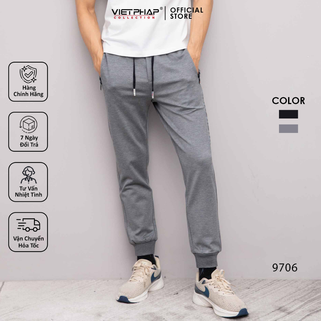 Quần Jogger Thun VIỆT PHÁP/ chất liệu cotton co dãn thoải mái sang trọng, cạp chun bo 9706