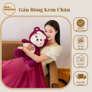Gấu bông lena kèm chăn, gấu bông stick kèm chăn, bộ chăn gối văn phòng chăn gấp gọn trong gấu siêu cute