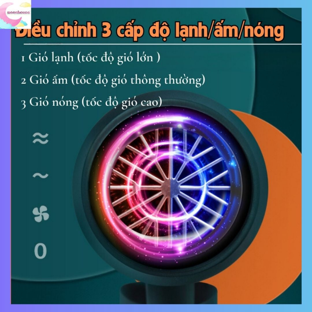Máy sấy tóc Kemei 9825, máy sấy tóc mini công suất lớn chính hãng, 3 mức chỉnh nóng lạnh bảo vệ tóc, bảo hành 6 tháng