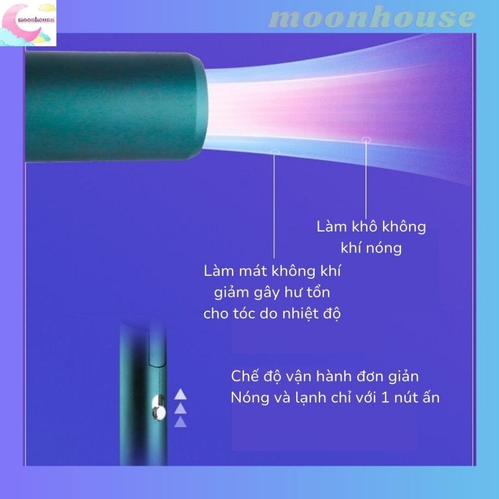 Máy sấy tóc Kemei 9825, máy sấy tóc mini công suất lớn chính hãng, 3 mức chỉnh nóng lạnh bảo vệ tóc, bảo hành 6 tháng