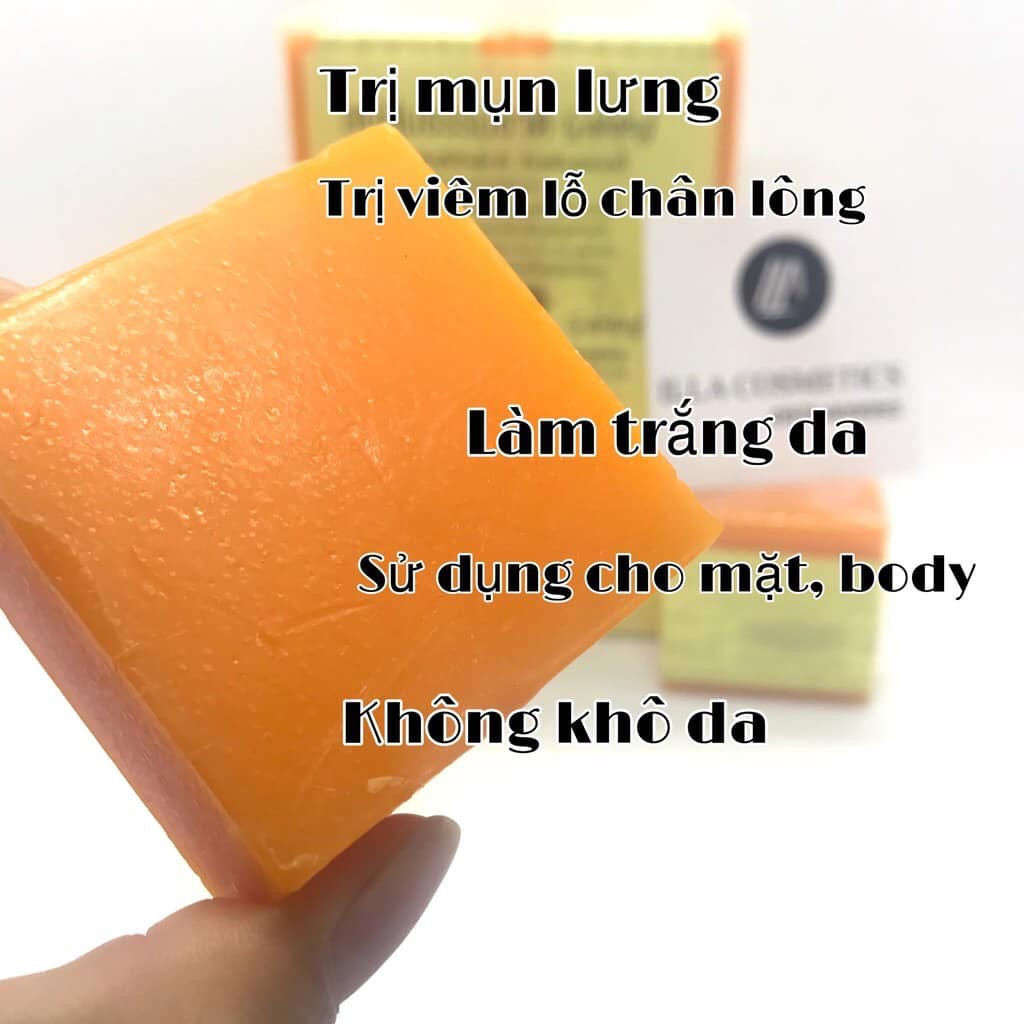 Xà phòng nghệ Thái Lan - Xà bông cam nghệ giúp trắng da, tẩy mụn lưng,không khô da