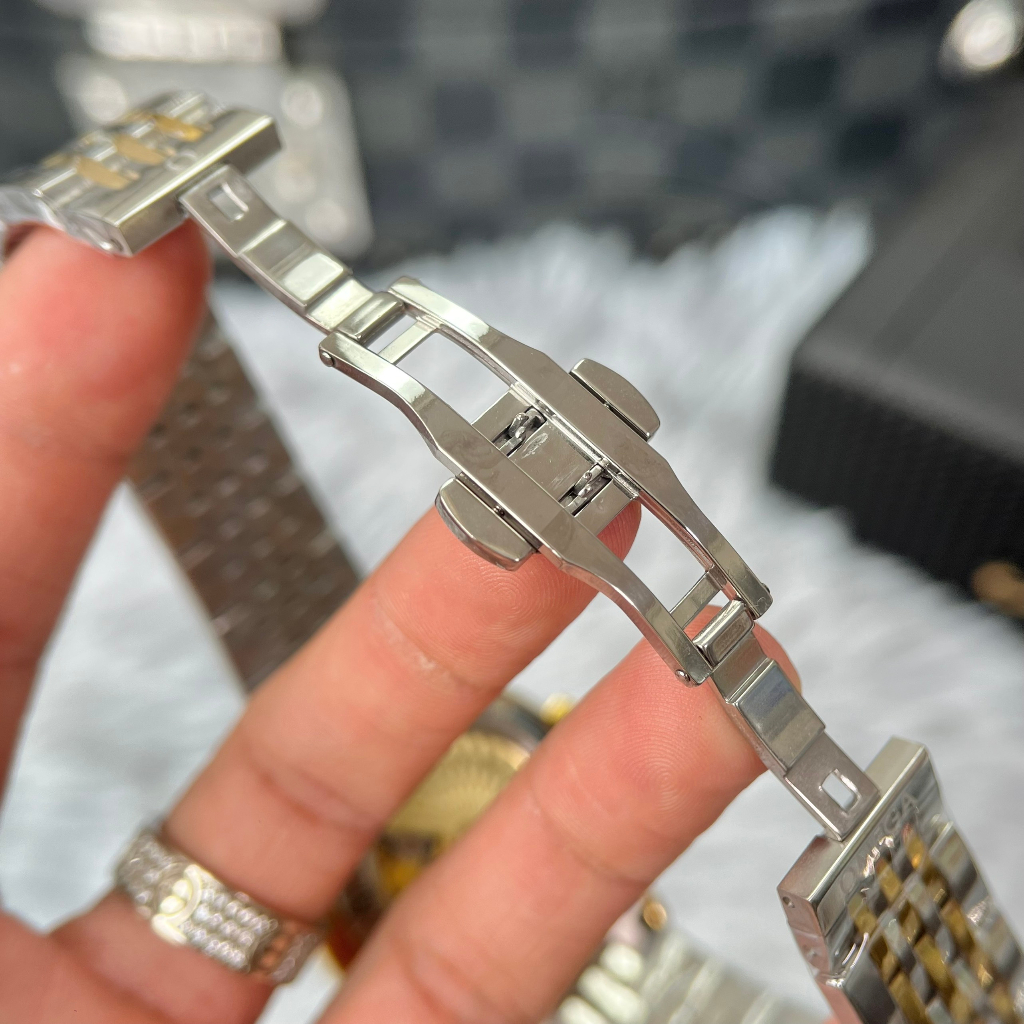 Đồng hồ Nam Omg thuyền buồm vàng gold mặt trắng lịch ngày máy nhật dòng cơ Automatic 40mm dây kim loại trắng vàng