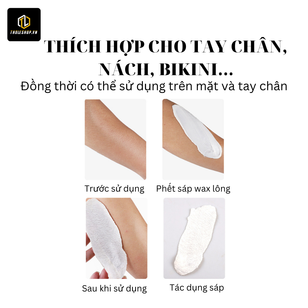 Sáp Wax Lông Sữa Dừa Siêu Bám Lông Dùng Cho Da Nhạy Cảm Tặng Que Tholeshop 1010