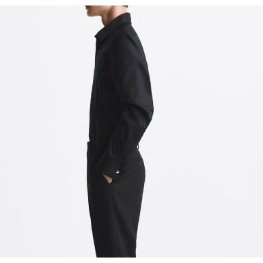 Áo sơ mi nam màu đen Zara authentic TWILL FRENCH CUFF size S