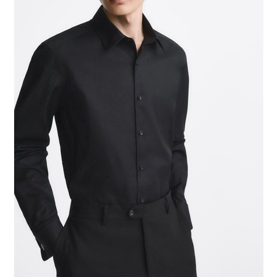 Áo sơ mi nam màu đen Zara authentic TWILL FRENCH CUFF size S