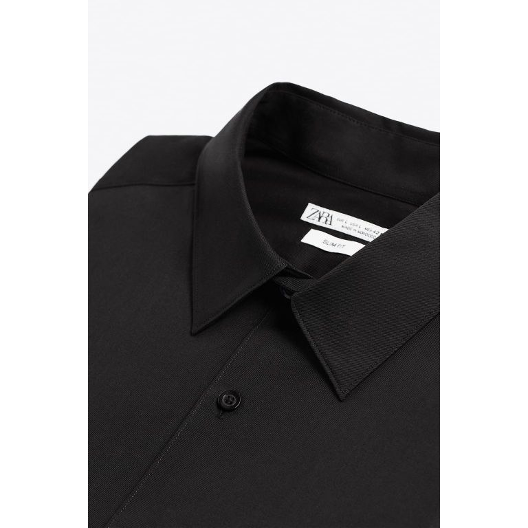 Áo sơ mi nam màu đen Zara authentic TWILL FRENCH CUFF size S