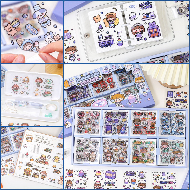 Sticker 200 tấm miếng dán trang trí Chống thấm nước Phong cách Hàn Quốc dễ thương