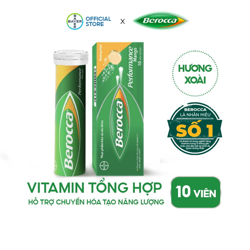 Viên sủi bổ sung Vitamin Berocca Performance Mango 10 Viên