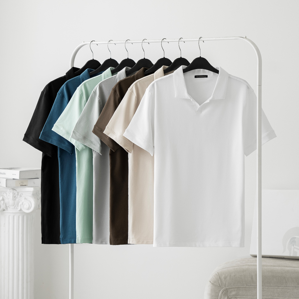 Áo Polo nam có cổ BASIC VNECK vải cá sấu cotton, nam tính, chỉn chu, sang trọng - POLOMANOR
