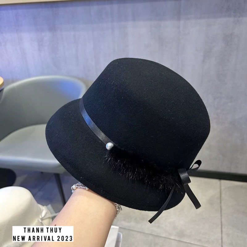 Mũ dạ chuông cao cấp lông vũ cho nữ