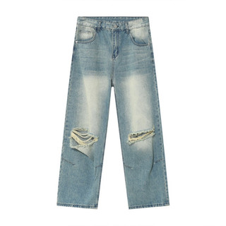 Quần Jeans Ống Siêu Rộng Nam Nữ Màu Wash Thời Trang Unisex