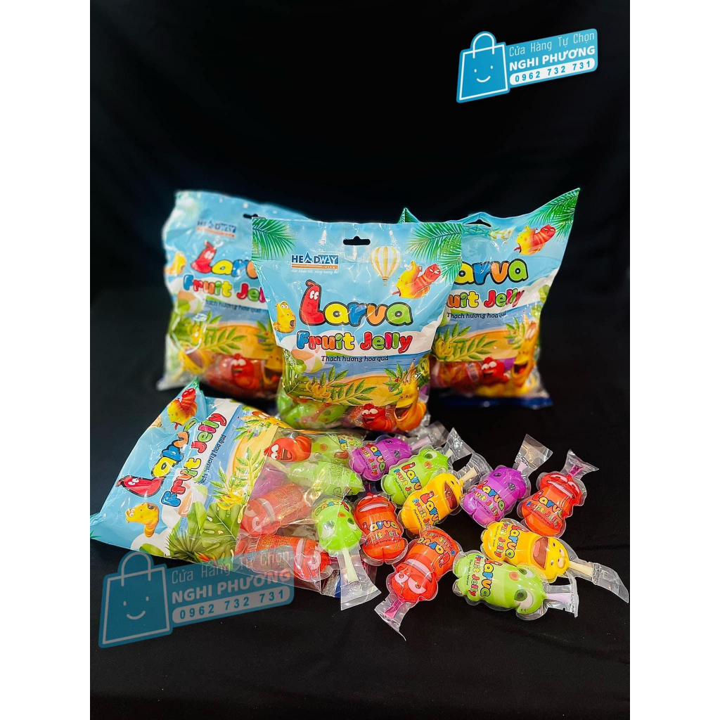 Thạch hoa quả hình con sâu Larva vui nhộn Headway 38gr x 20 cái