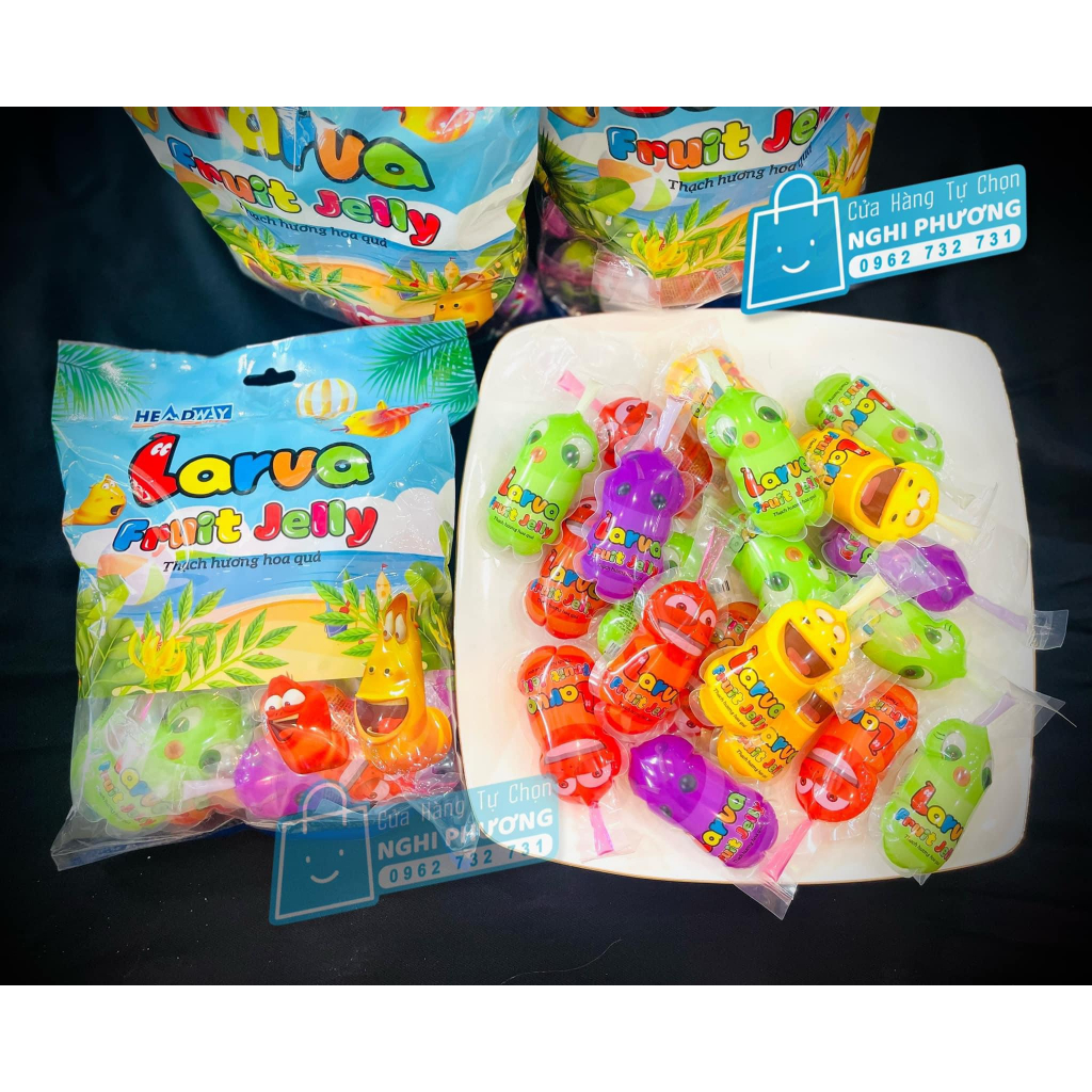 Thạch hoa quả hình con sâu Larva vui nhộn Headway 38gr x 20 cái