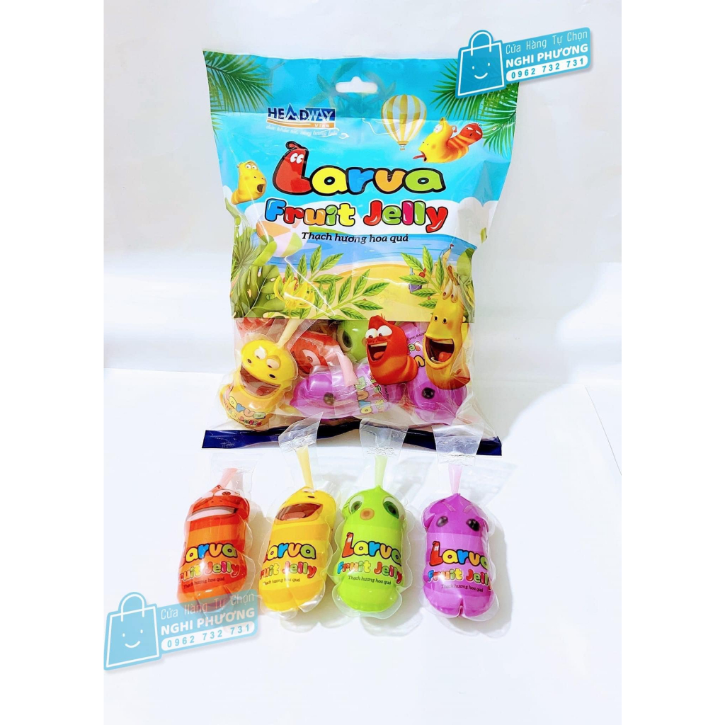 Thạch hoa quả hình con sâu Larva vui nhộn Headway 38gr x 20 cái