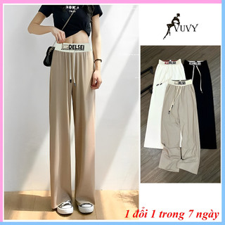 Quần ống rộng VUVY cạp chun chất thun tăm mềm mát, Quần ống suông nữ basic unisex QTN22