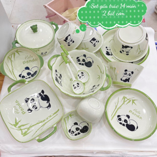 Siêu Sale - Bộ Bát Đĩa Gốm Sứ Decor, Bát Ăn Cơm, Bát Ăn Chè, Chén Dĩa Dễ Thương Bộ Gấu Trúc Hello Panda cute dễ thương