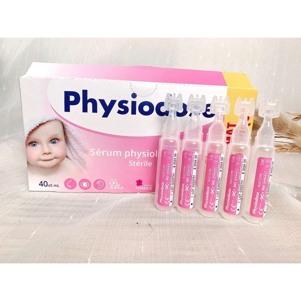 Nước Muối Sinh Lý Physiodose Vệ Sinh Tai, Mũi, Mắt Cho Bé Hộp 40 Ống x 5ml - Bố Bắp Store