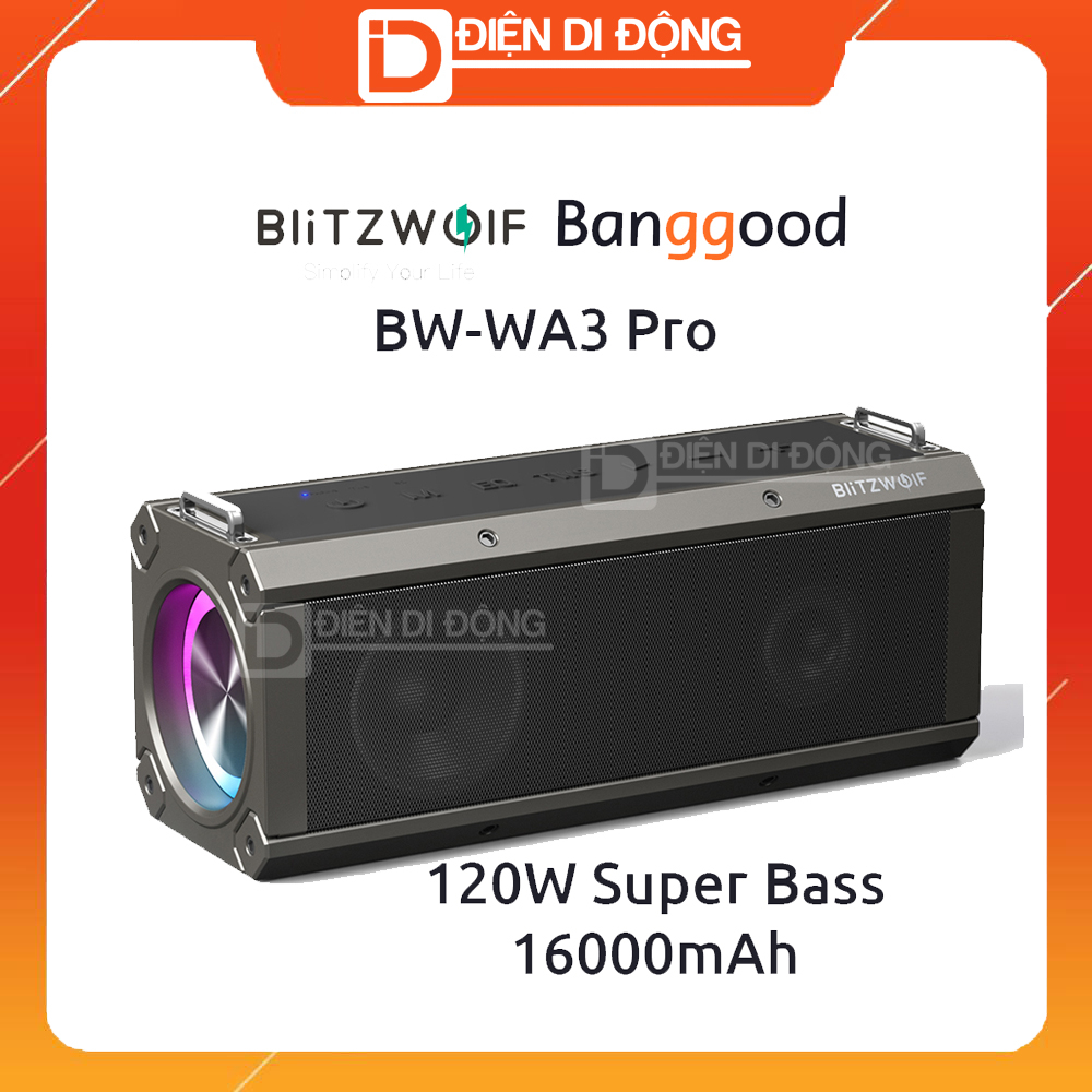 Loa bluetooth Blitzwolf BW-WA3 Pro 120W 16000mAh Bluetooth 5.0 TWS đèn LED RGB