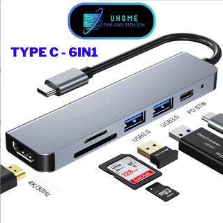 Hub type c 6in1 usb 3.0 bộ chia cổng type c usb chuyển đổi 4in1, 5in1 hub usb 3.0 to hdmi, lan, sd, tf, pd cho laptop