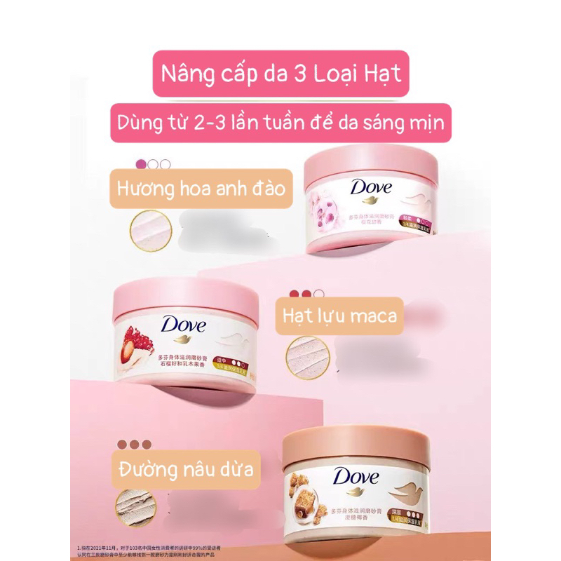 Tẩy Tế Bào Chết Toàn Thần Dove Sáng Da, Giúp Da Đều Màu, Giảm Mụn Lưng Chính Hãng