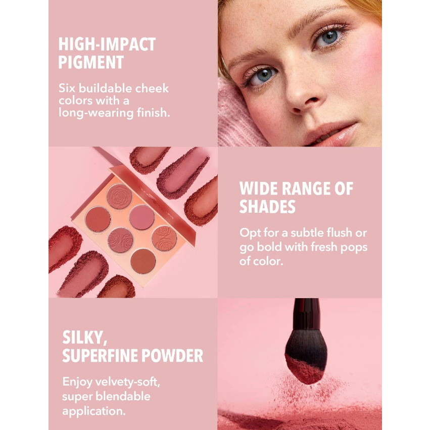 Phấn má hồng Sheglam, phấn má hồng 6 ô dạng nén màu hot trend