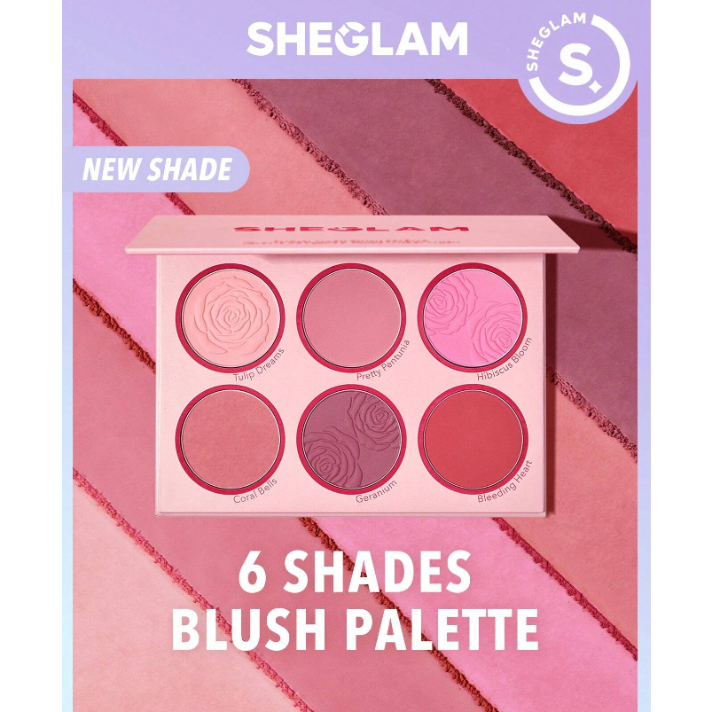 Phấn má hồng Sheglam, phấn má hồng 6 ô dạng nén màu hot trend