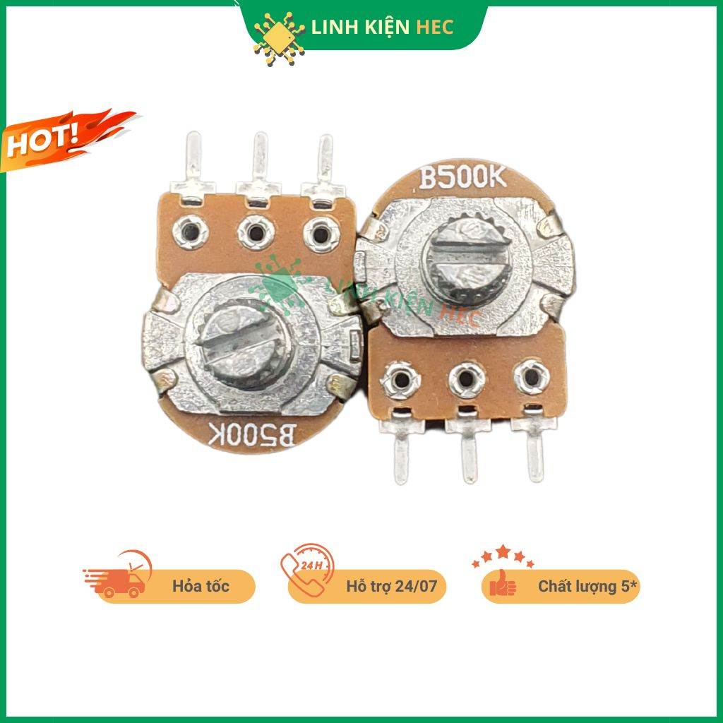 Chiết áp đơn WH148 1K/2K/5K/10K/20K/50K/100K/250K/500K 15mm chính hãng linh kiện hec