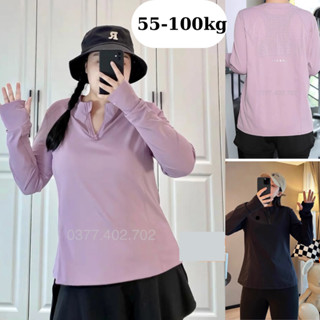  Áo tập gym nữ dài tay bigsize thoáng khí áo thể thao thu đông plus size MS0123 từ  55-100kg 