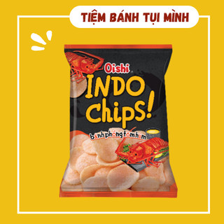 Bánh snack phồng tôm hùm Indo Chips Oishi 32gram, đồ ăn vặt