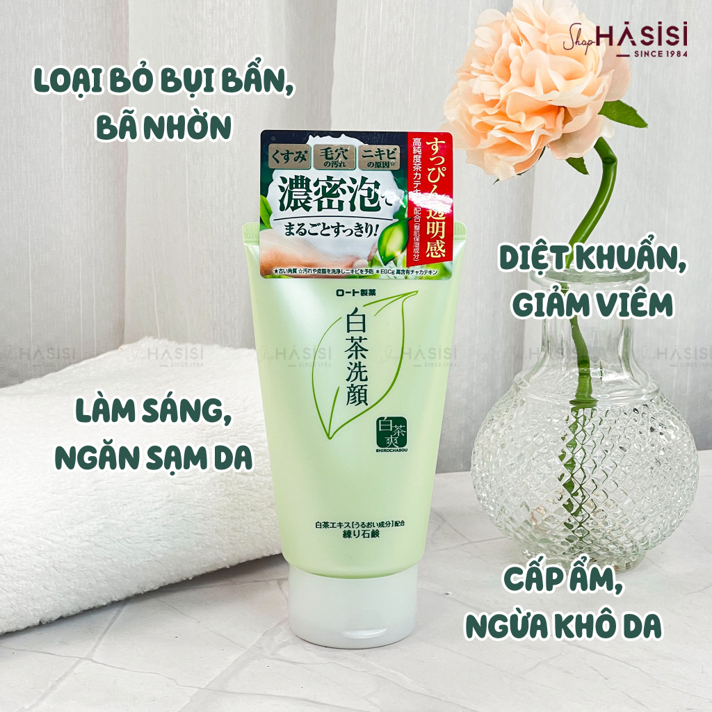 Sữa Rửa Mặt Trà Xanh Nhật ROHTO SHIROCHASOU GREEN TEA FOAM 120g