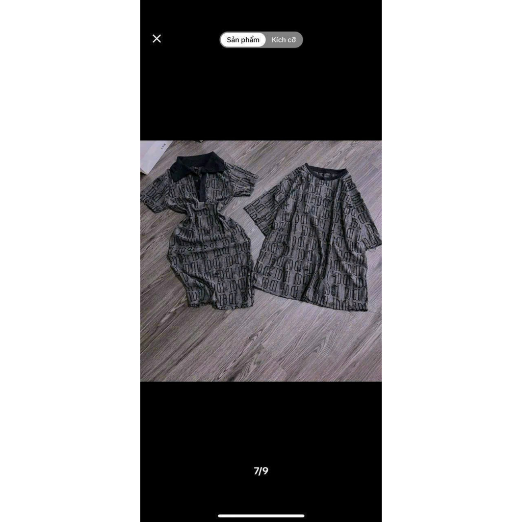 Aó đôi áo cặp nam nữ mẫu mới 2023*sét đồ đôi váy body cổ bẻ mix áo thun họa tiết Hàng quảng châu cao cấp