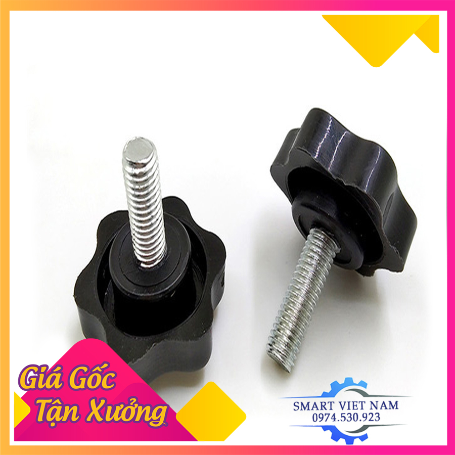 Núm vặn ren hoa mai 6 cánh M6x14 đầu 25,mạ niken chất lượng tốt