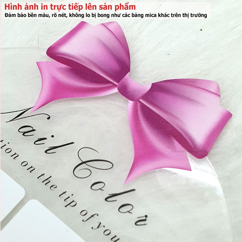 Khung trưng bày mẫu móng mica - Bảng mica bày móng nail - Bảng Nails - Bảng mica 16 ô gắn nơ