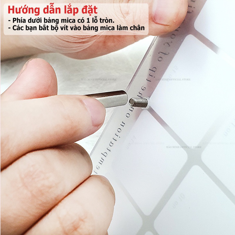 Khung trưng bày mẫu móng mica - Bảng mica bày móng nail - Bảng Nails - Bảng mica 16 ô gắn nơ