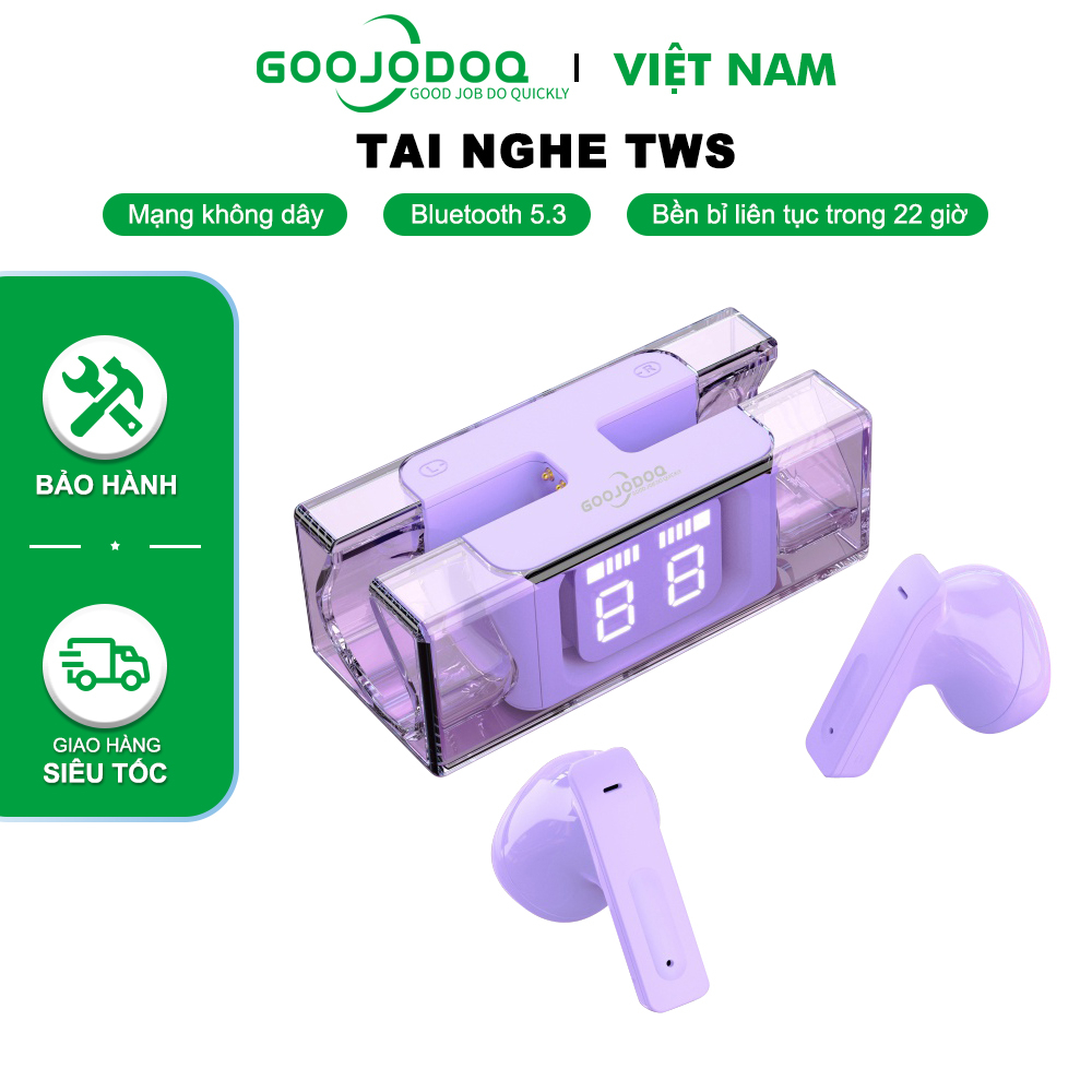 Tai nghe Goojodoq E90 TWS Bluetooth có Mic không dây có hộp sạc Màn hình hiển thị nguồn điều khiển bằng cảm ứng