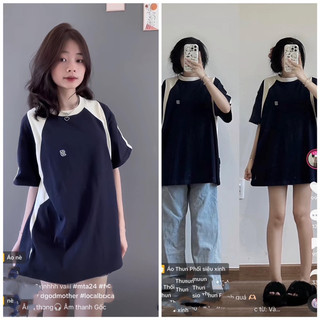  Áo thun chất cotton khô 3158 form rộng tay lỡ -In Chữ G chạy phối thân