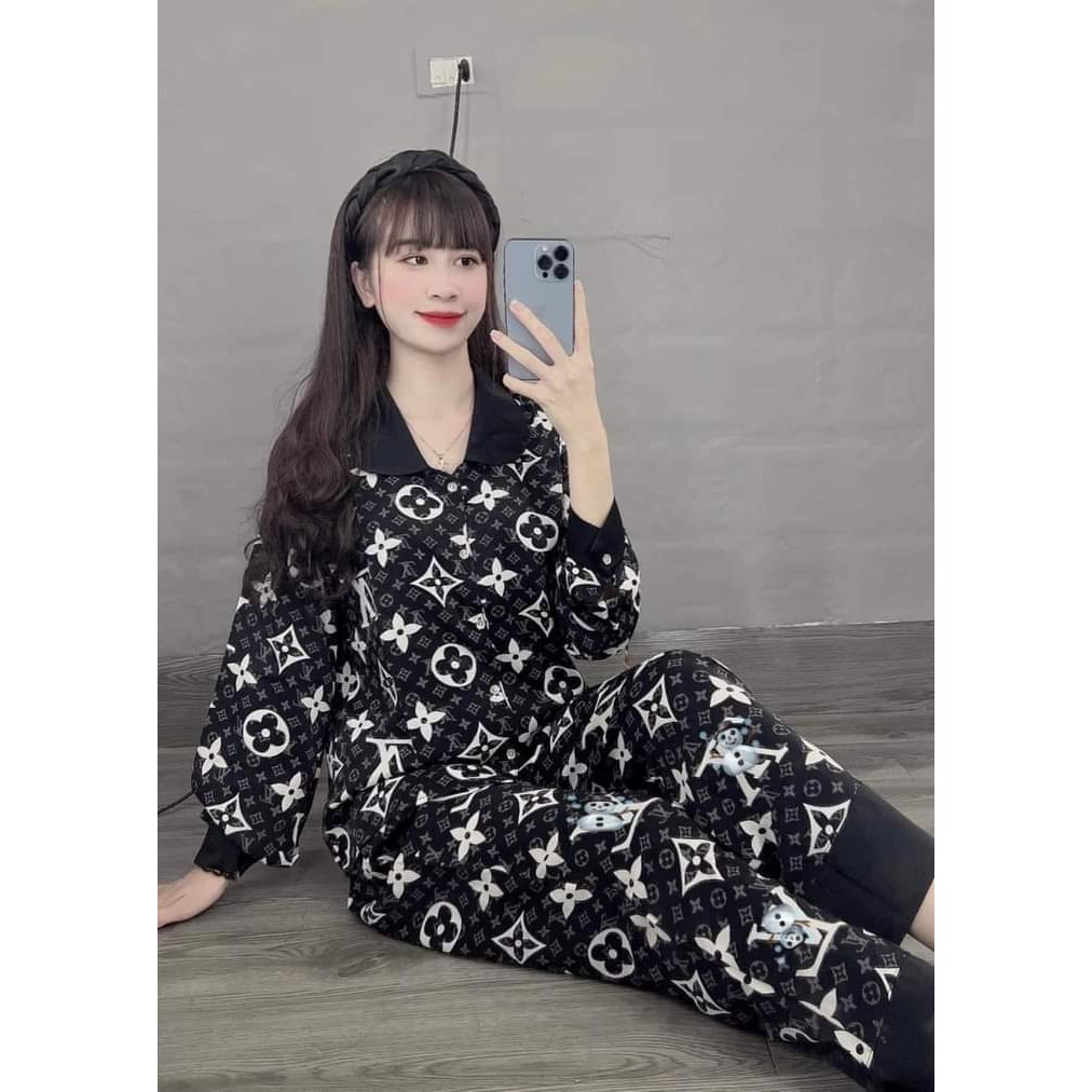Bộ đồ ngủ pijama nữ mặc nhà, quần áo mặc nhà phong cách hiện đại size 40-75kg-xuongmaypijamachucanh