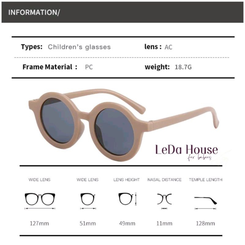 Kính mát cho bé sơ sinh gọng dẻo phi kim siêu bền, chống chói mắt bé chống tia cực tím style Hàn